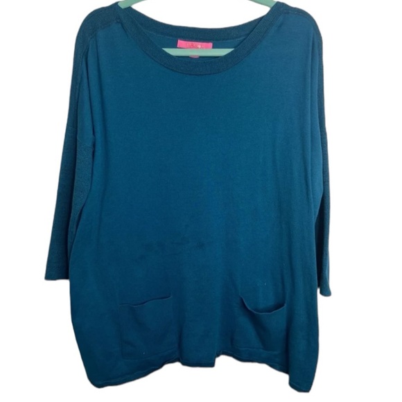 Lilly Pulitzer Sweaters - Lilly Pulitzer Teal Two Pocket 3/4 Sleeve Sweater Size XXS